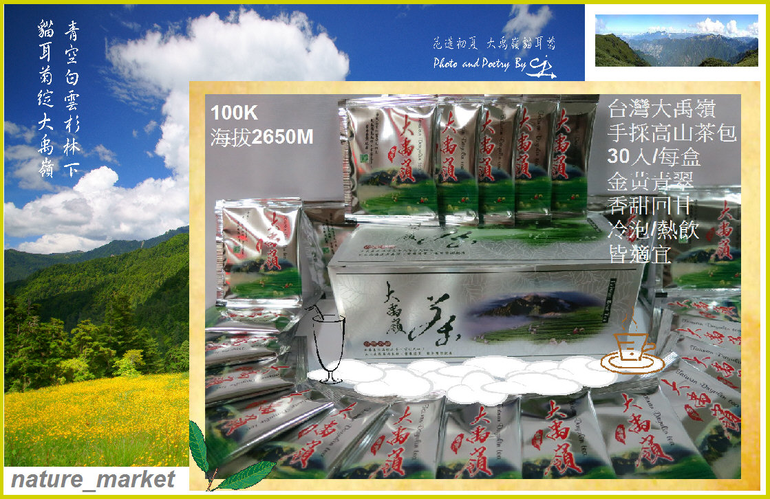 台灣大禹嶺手採高山茶包(春) 30入/每盒 金黃青翠 香甜回甘 冷泡/熱飲 皆適宜