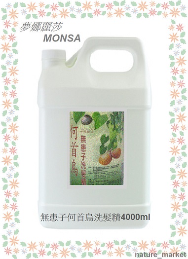 夢娜麗莎 MONSA 無患子何首烏洗髮精 4000ml*6瓶/箱(免運)(可混搭)