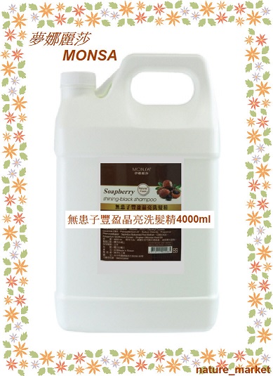 夢娜麗莎 MONSA 無患子豐盈晶亮洗髮精 4000ml*6瓶/箱(免運)(可混搭)