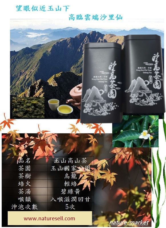 台灣茗茶 玉山烏龍茶 嚴選天然手採1箱(4兩罐裝*12罐) /HKD1790元/(香港含運)低發酵高山茶的風味保存良好